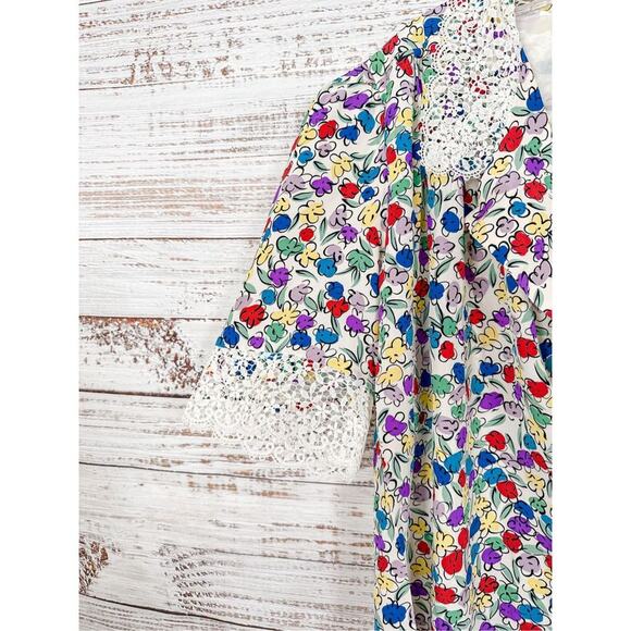 Vintage Miss O by Oscar Dela Renta Floral Short Sleeve Top Multi-Color Size XL - Picture 4 of 14